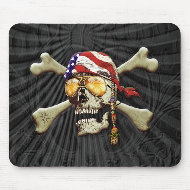 Tapis De Souris Pirate crâne et os croisés (Devant)