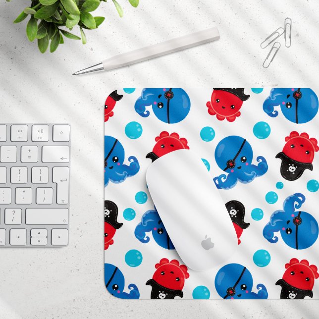 Tapis De Souris Pirate Octopus, Motif de pieuvre, Animaux de mer (Créateur téléchargé)