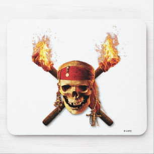 Tapis De Souris Pirates des torches du crâne des Caraïbes Logo D