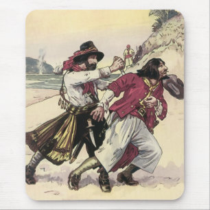Tapis De Souris Pirates Vintage, Duel jusqu'à la mort sur la plage