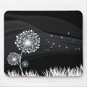 Tapis De Souris Pissenlit noir et blanc