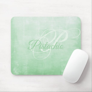 Tapis De Souris Pistachio doux Gris rustique Abstrait monogramme