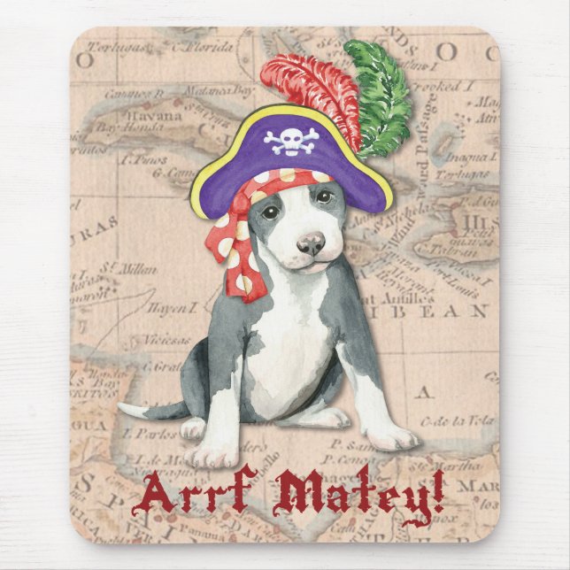 Tapis De Souris Pit Bull Terrier Pirate (Devant)