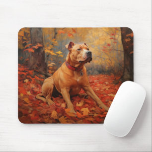 Tapis De Souris Pitbull à l'automne Feuilles automne Inspiration