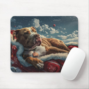 Tapis De Souris Pitbull Chien Festif de Noël