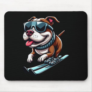 Tapis De Souris Pitbull Chien Ski Hiver Sports Amusants