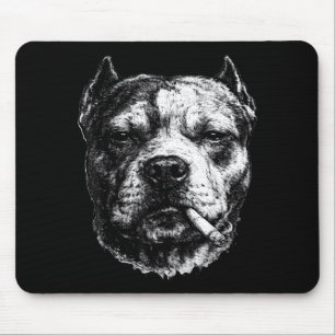 Tapis De Souris Pitbull qui fume, Mème de chien drôle qui fume des