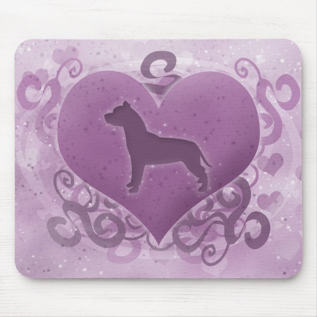 Tapis De Souris Pitbull Terrier américain pourpre Valentine (Devant)