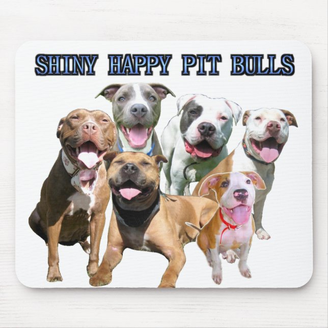 Tapis De Souris Pitbulls heureux brillants Mousepad (Devant)