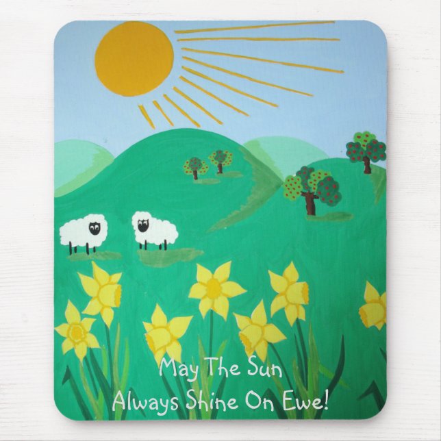 Tapis De Souris pittoresque illustration amusante de mouton mignon (Devant)