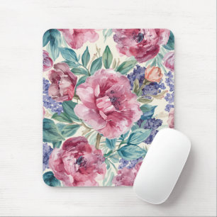 Tapis De Souris Pivoine botanique aquarelle floraison de lavande f