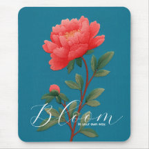 Pivoine Rose Vibrante Typographie Botanique