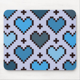 Tapis De Souris Pixel coeur motif bleu et violet