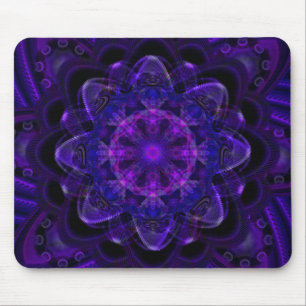 Tapis De Souris Pixel UV pourpre foncé de fractale en spirale de