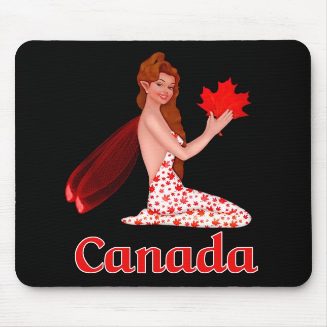 Tapis De Souris Pixie canadienne avec feuille d'érable (Devant)