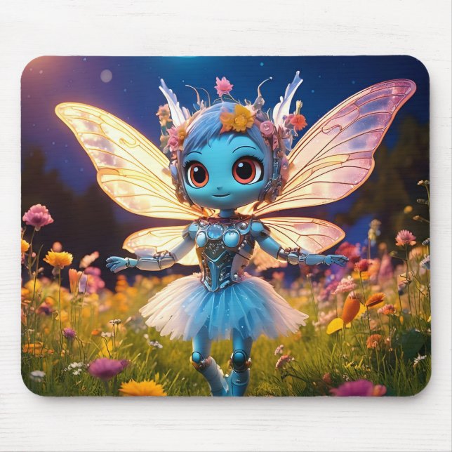 Tapis De Souris Pixie Robot Ballerina Danser en Fleur sauvage (Devant)