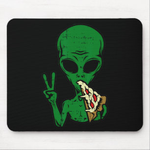 Tapis De Souris Pizza Alien Manger Paix Amusants Espace Espace-51 