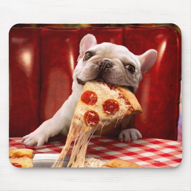 Tapis De Souris Pizza Slice mangeur de chien (Devant)