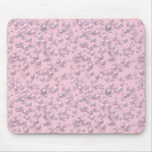 Tapis De Souris Placers de perles blanches roses sur velours rose