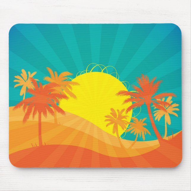 Tapis De Souris Plage au coucher du soleil design tropical rétro s (Devant)