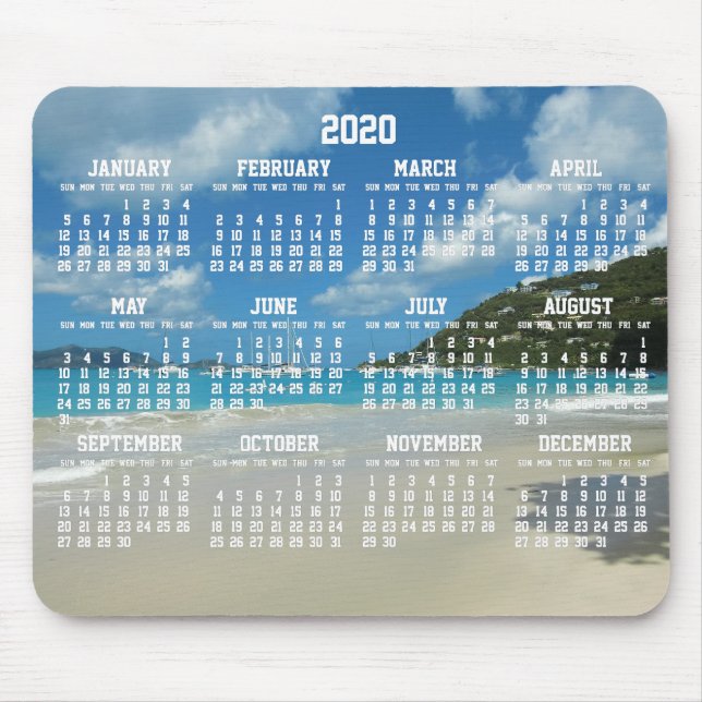 Tapis De Souris Plage Calendrier Annuel 2020 Mouse Pads (Devant)