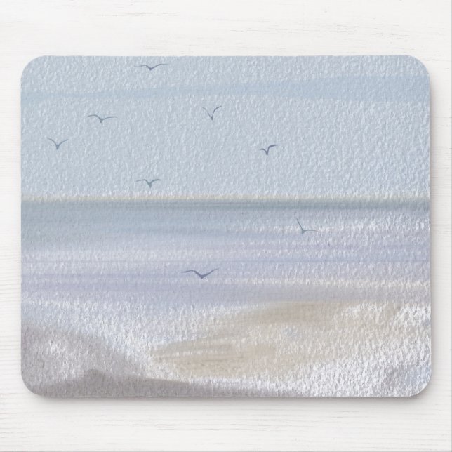 Tapis De Souris Plage Côtière Plage Aquarelle Souris (Devant)