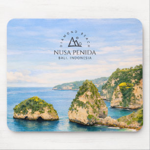 Tapis De Souris Plage de diamants Bali Aquarelle Mer turquoise