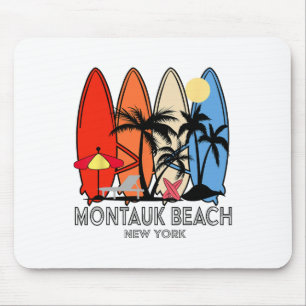 Tapis De Souris Plage de Montauk New York Planche de surf rétro Vi