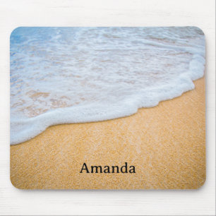 Tapis De Souris Plage de sable avec Surf en mousse