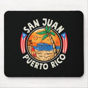Tapis De Souris Plage de San Juan Porto Rico Rétro Vintage 70s