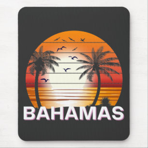 Tapis De Souris Plage d'été des palmiers Vintages des Bahamas