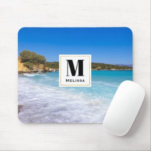 Tapis De Souris Plage exotique Île tropicale Paradis Monogramme