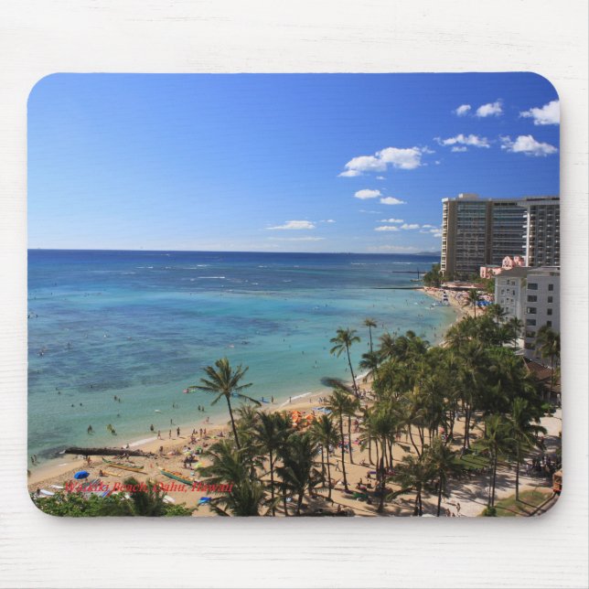 Tapis De Souris Plage Hawaï de Waikiki (Devant)