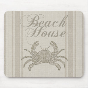 Tapis De Souris Plage Maison Crabe Plage Côte Vintage côtière