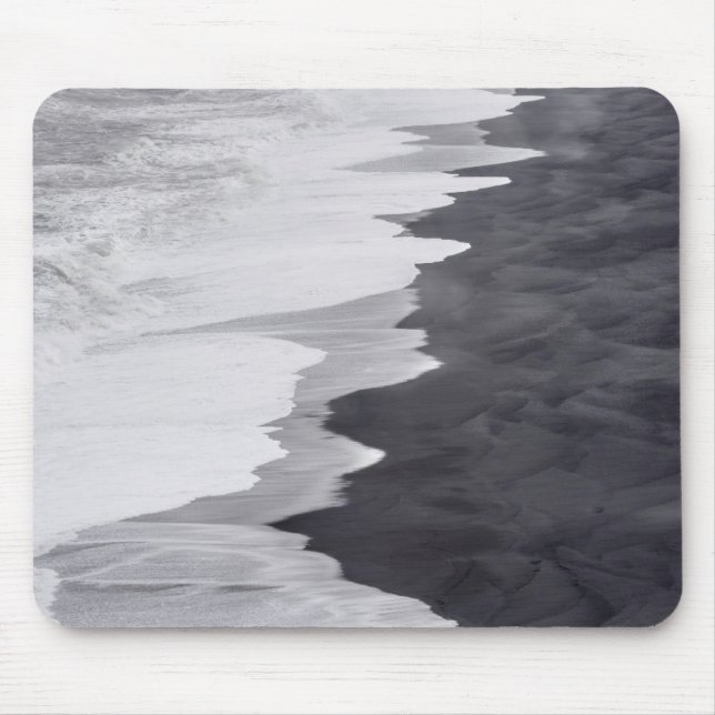 Tapis De Souris Plage noire et blanche pittoresque (Devant)
