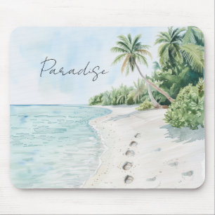 Tapis De Souris Plage Paradis Tropical Palmiers