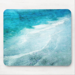 Tapis De Souris Plage Retro - Océan bleu Turquoise côtier Aquare