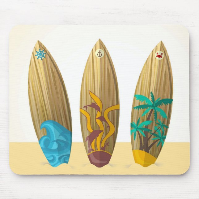 Tapis De Souris Plage trio surf rétro (Devant)