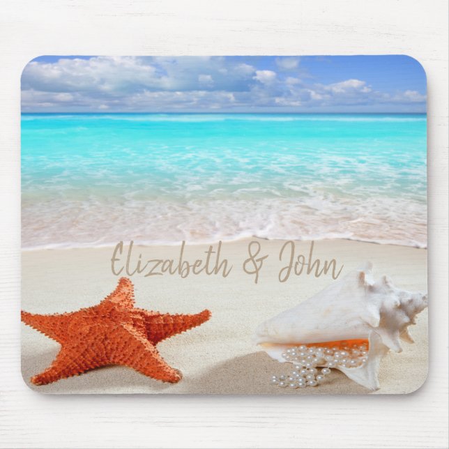 Tapis De Souris Plage tropicale, Sable, Coquillages (Devant)