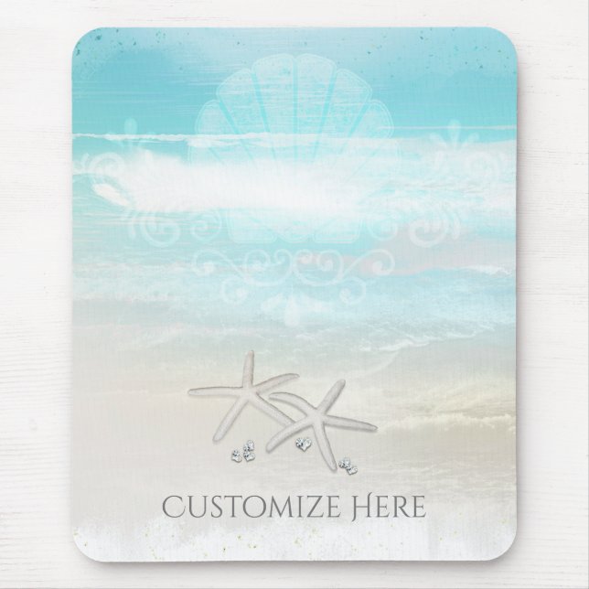 Tapis De Souris Plage White Starfish Élégant Été Chic Tropical (Devant)