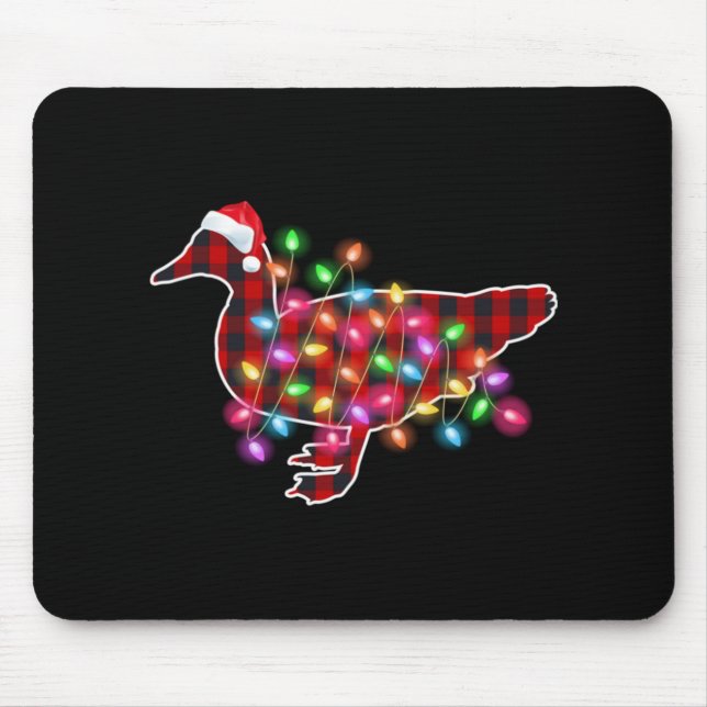 Tapis De Souris Plaid Buffalo Duck Christmas Pajamas Xmas Lights F (Devant)