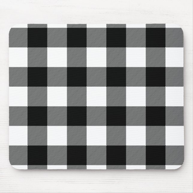 Tapis De Souris Plaid de buffle noir et blanc (Devant)