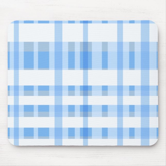 Tapis De Souris Plaid doucement bleu et blanc (Devant)