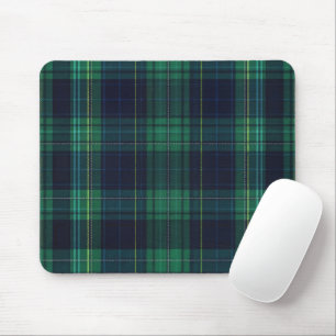 Tapis De Souris Plaid écossais vert et bleu