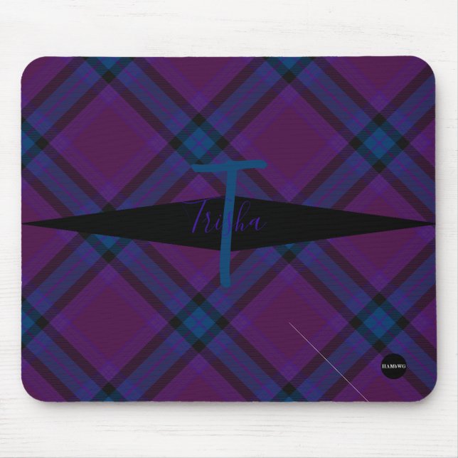 Tapis De Souris Plaid Mousepad - HAMbyWG - Maroon et Turquoise (Devant)