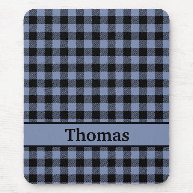 Tapis De Souris Plaid noir et bleu, Plaid de Buffalo (Devant)