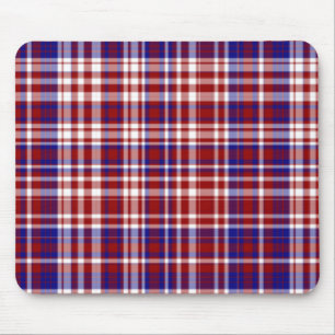 Tapis De Souris Plaid, Rouge, Blanc, Coll Bleu. 01-MOUSEPAD