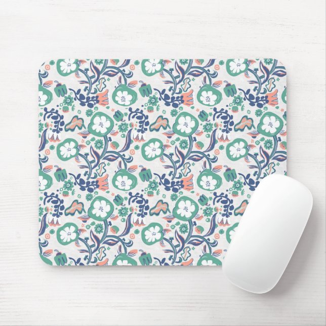 Tapis De Souris Plaisir Floral Imprimer sur blanc (Avec souris)