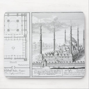 Tapis De Souris Plan et vue de la mosquée bleue (1609-16), établis