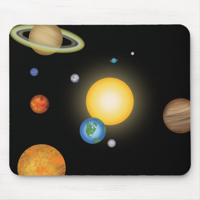 Tapis De Souris Planètes du système solaire dans l'espace profond  (Devant)